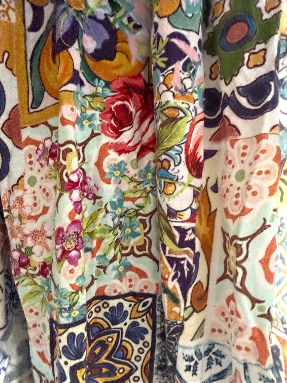 Johnny Was Multicolor Floral Tile Short Sleeve Pajama Set - Picture 4 of 5